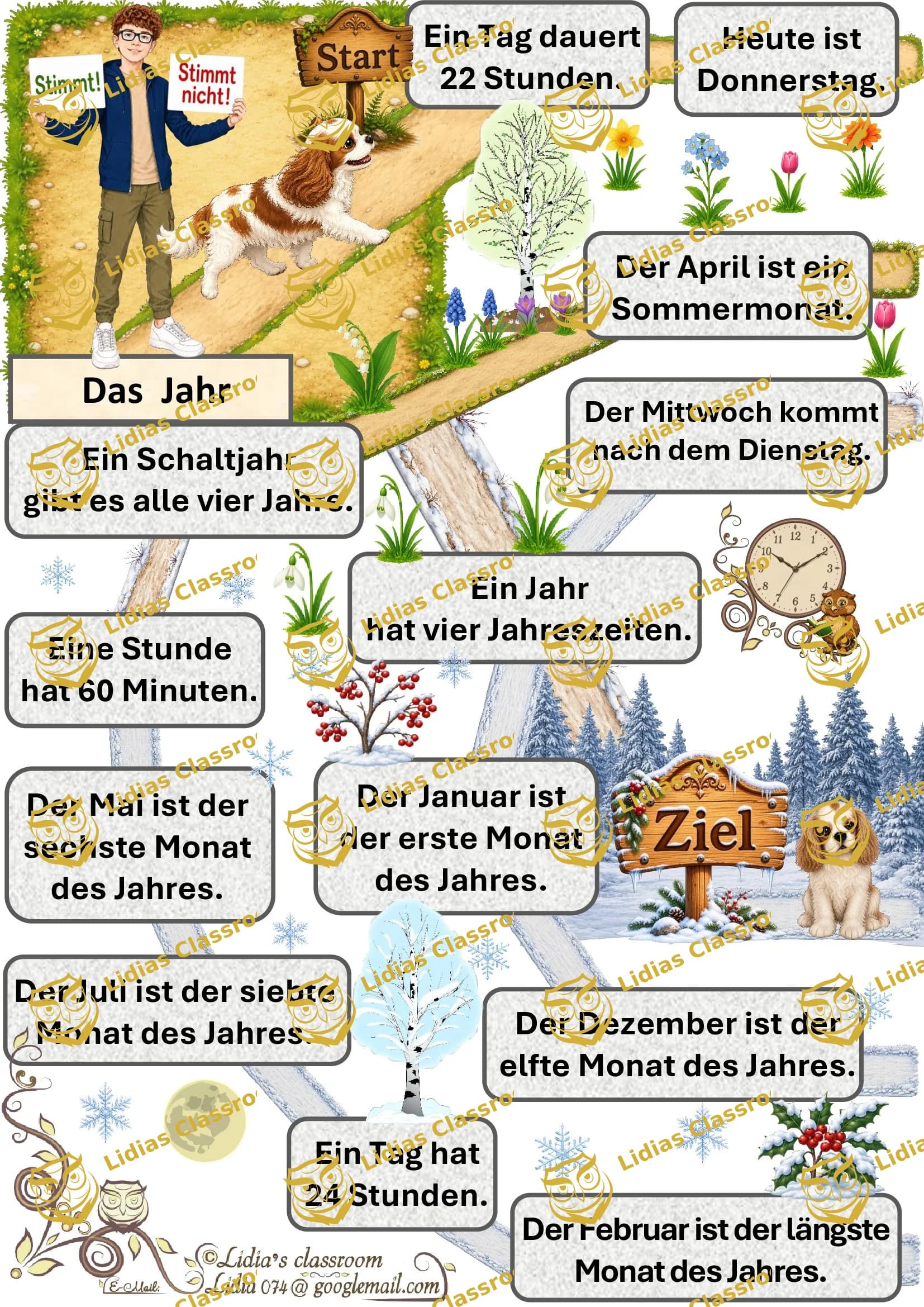 Alles rund um den Kalender: Stimmt oder Stimmt nicht? / Brettspiel, Teil 2/PDF