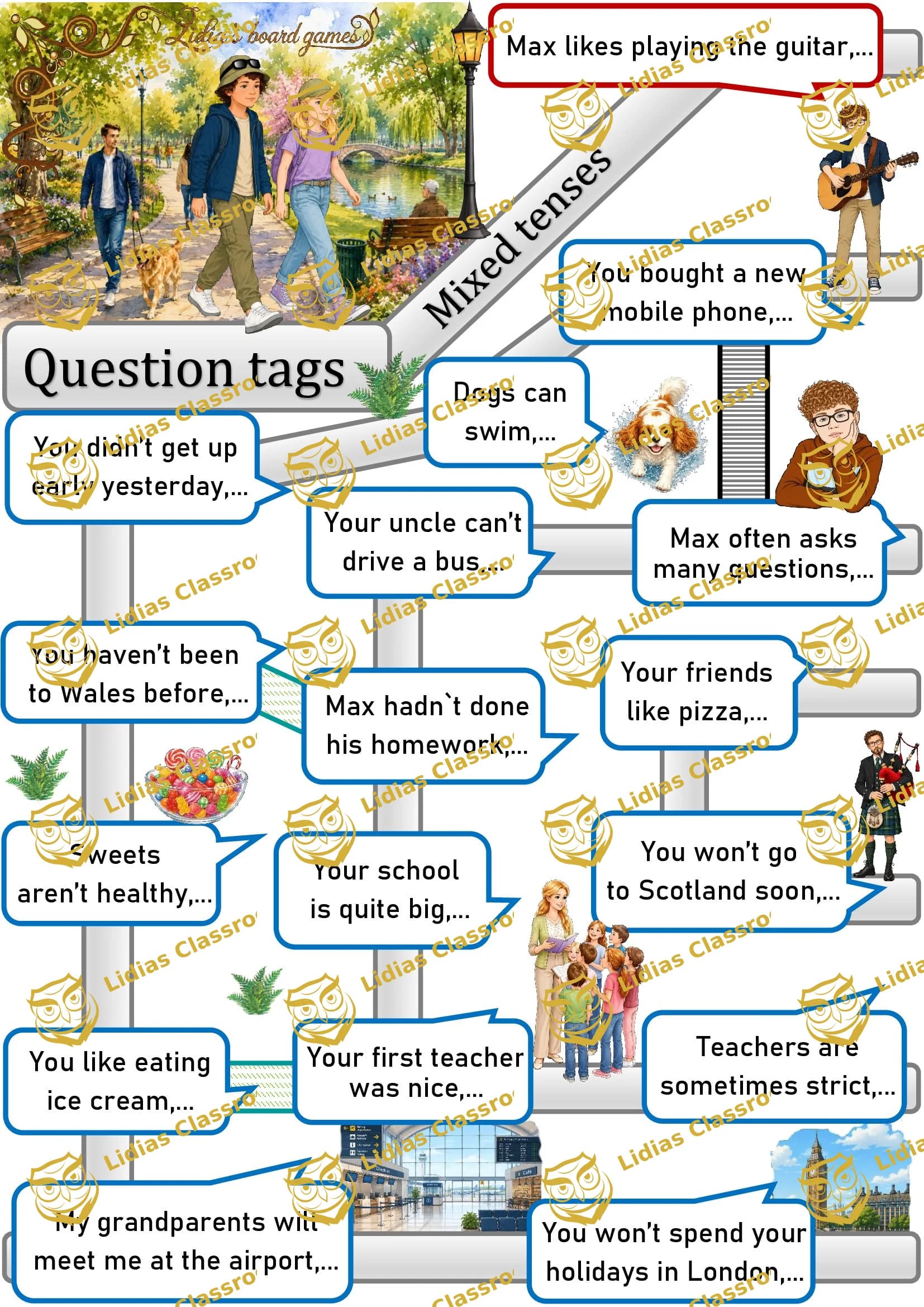 Bestätigungsfragen (Question Tags) / Brettspiel